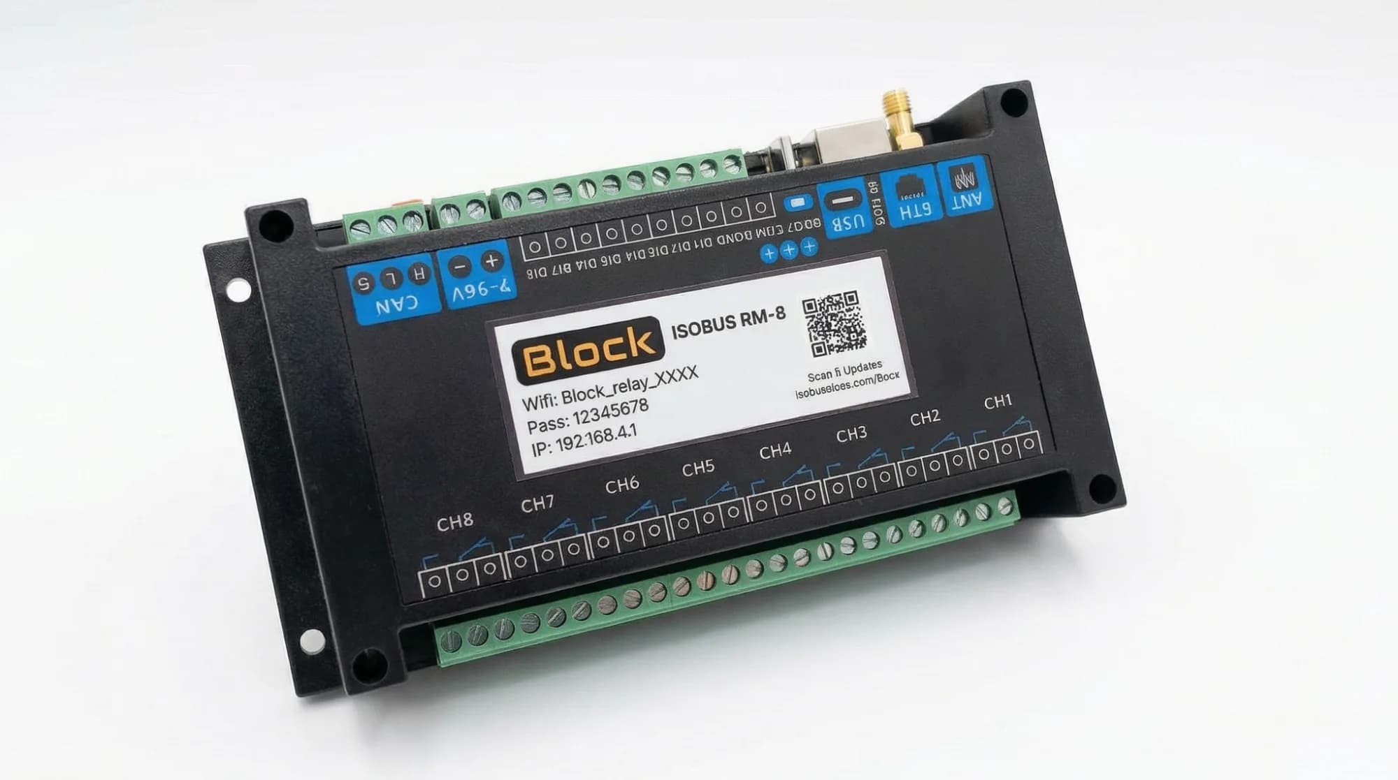 ISOBUS Block — Module relais 8 voies